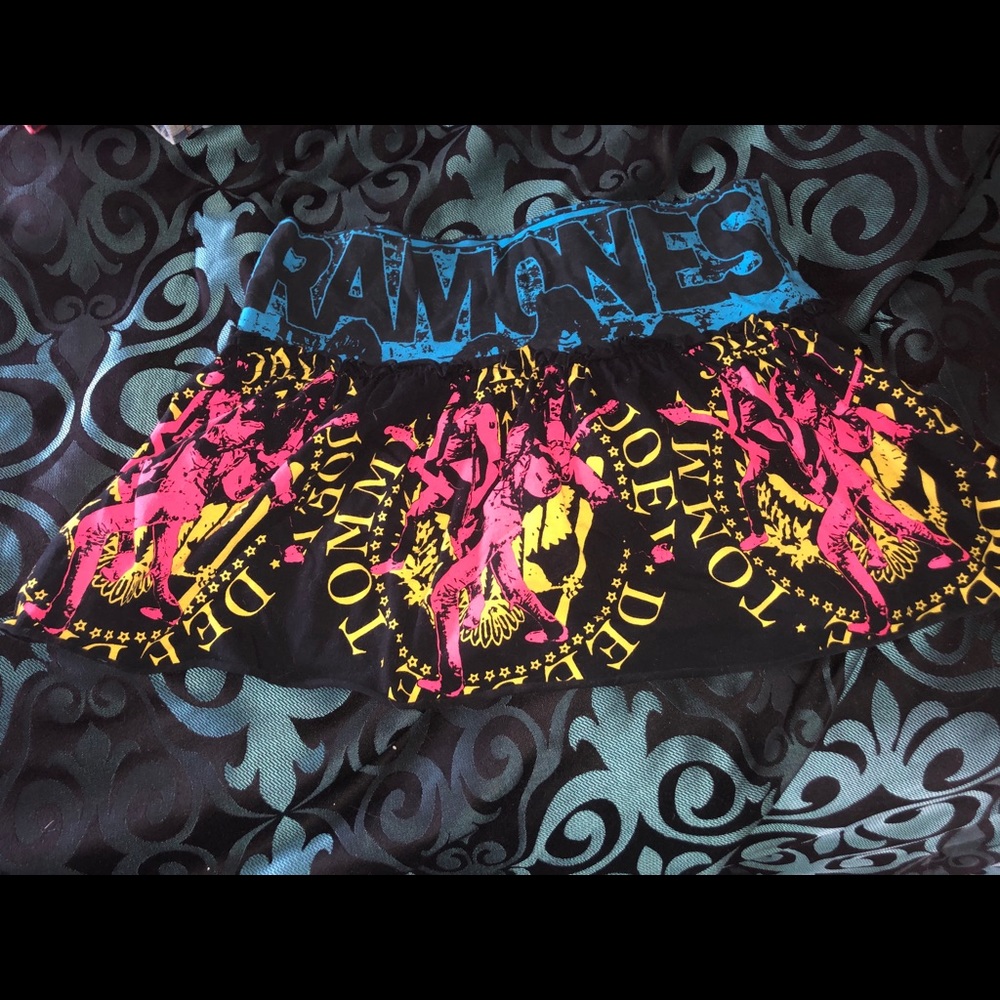 Front / Glamhead Ramones Punk Rock Skirt Size M